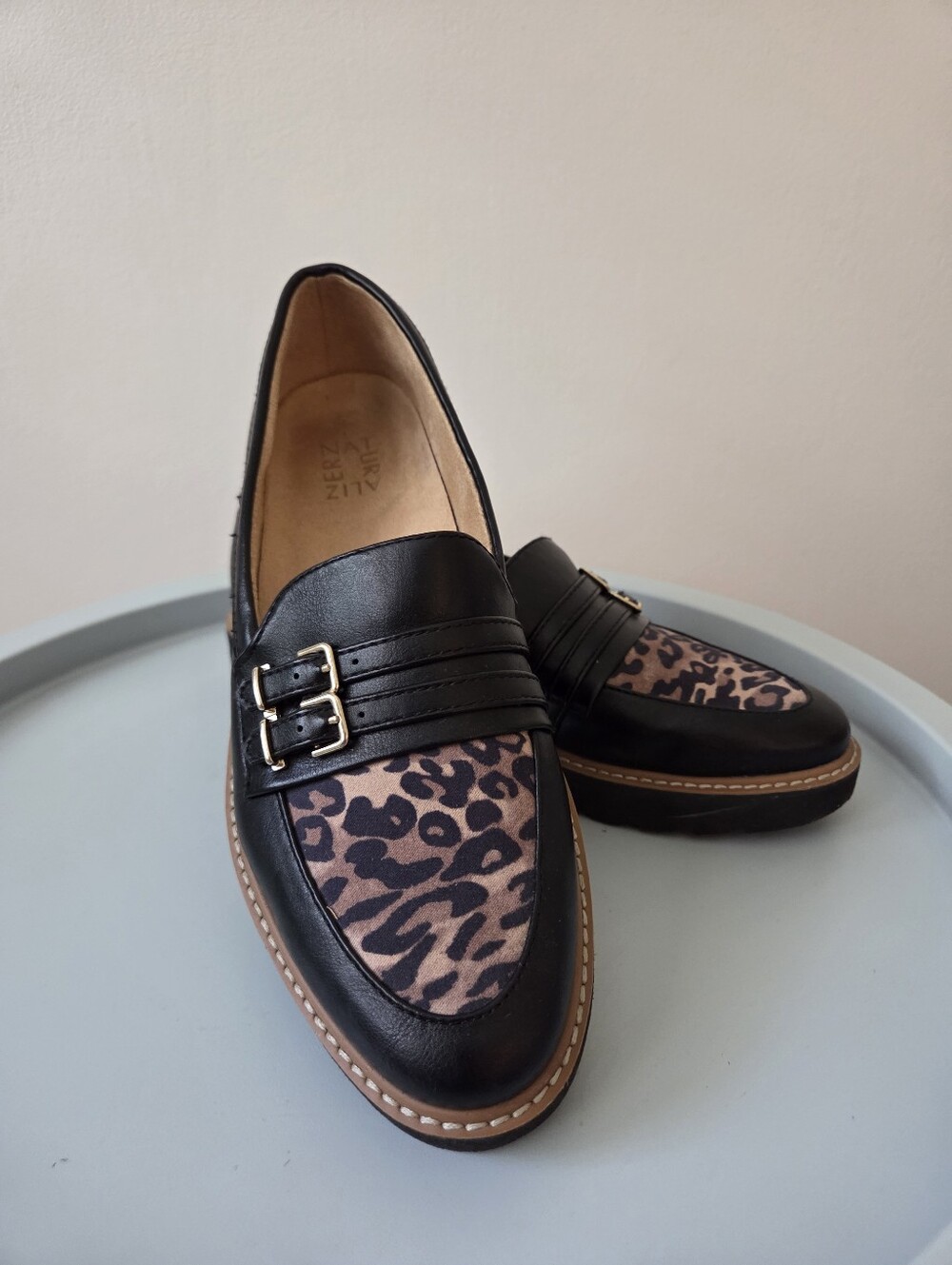 Naturalizer Leopard Print and Black Chunky Soled Loafer